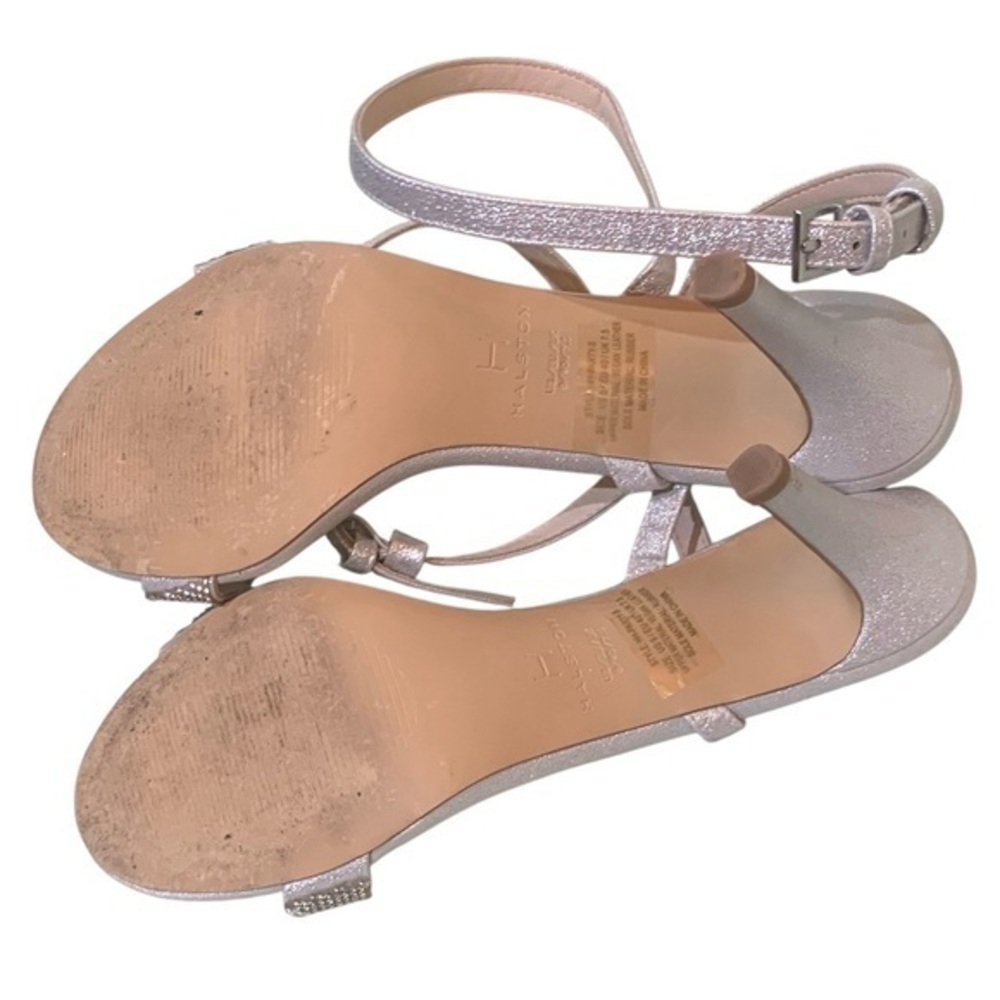Halston silver Rhinestone ankle strap open toe Heels size 9 - Picture 6 of 7